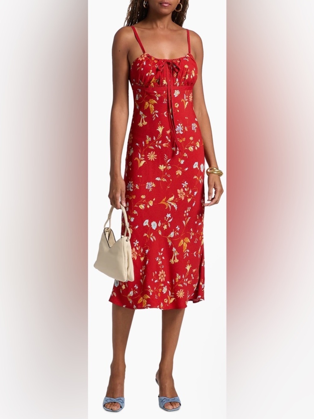 NEW Reformation Camira Crepe Midi-Dress in Borsa Floral Red Sz 0